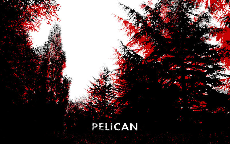 Red and black forest scene