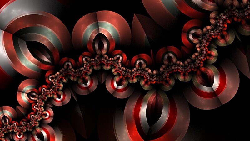 Red and Black Fractal Pattern — Dramatic, Abstract, Circles