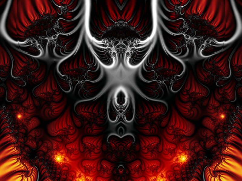 Red and Black Fractal Pattern — Dramatic, Digital Art