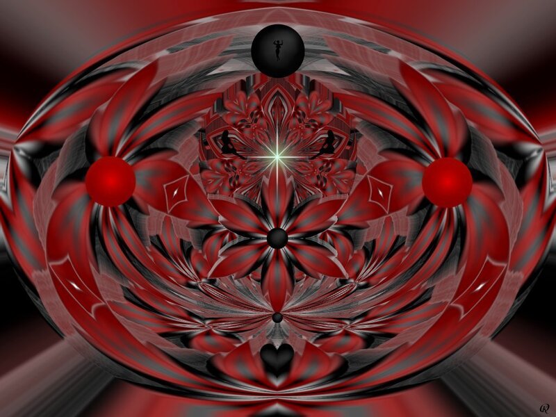 Red and Black Fractal Pattern — Symmetrical