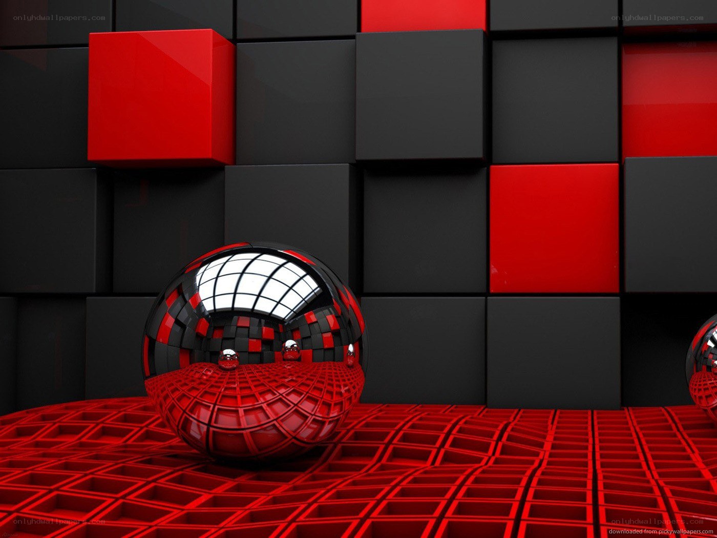 Red and black geometric scene