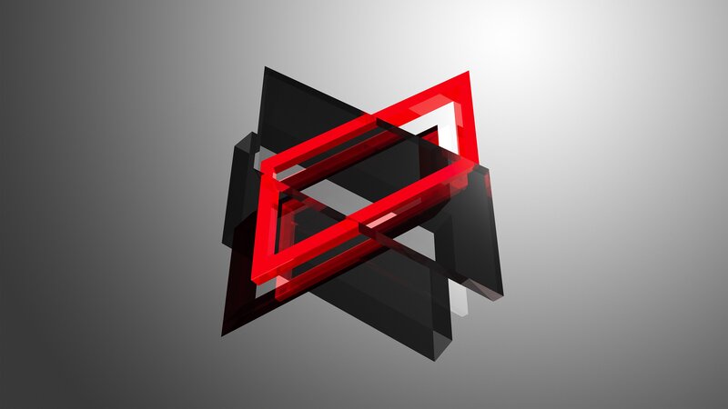 Red and Black Geometric Shapes — Abstract, 3d Render