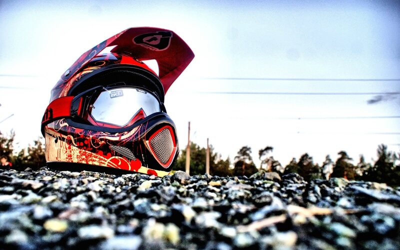 Red and Black Helmet — Dramatic, Afternoon