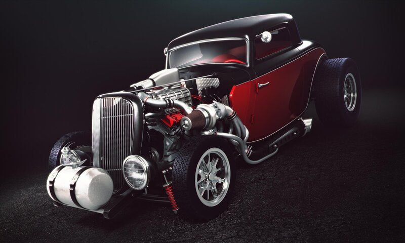 Red and Black Hot Rod — Dramatic