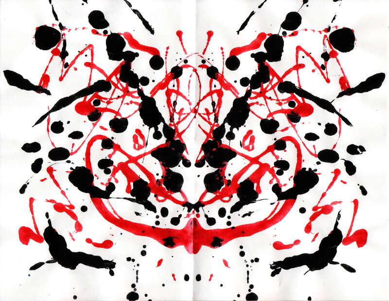 Red and black ink splatter art