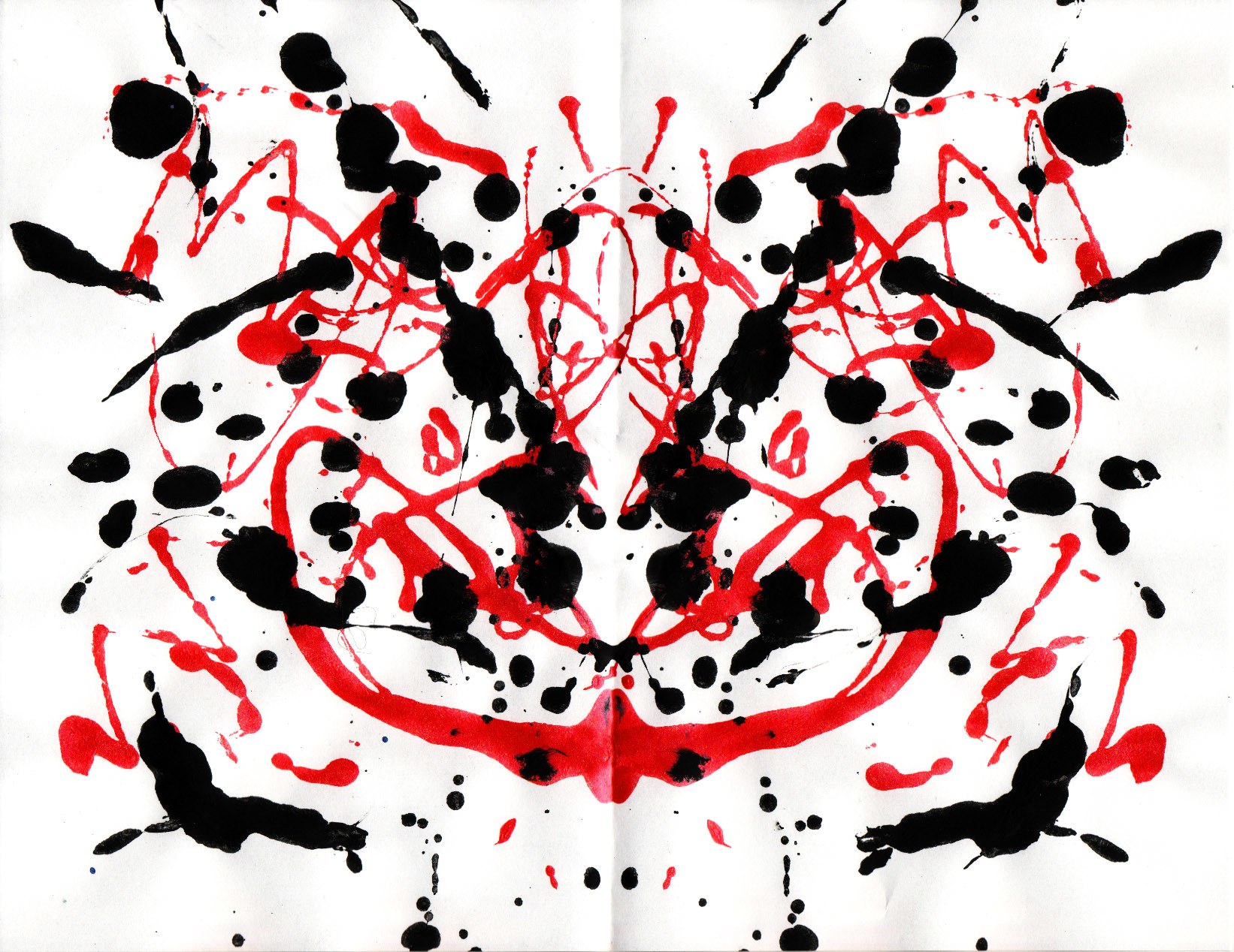 Red and black ink splatter art