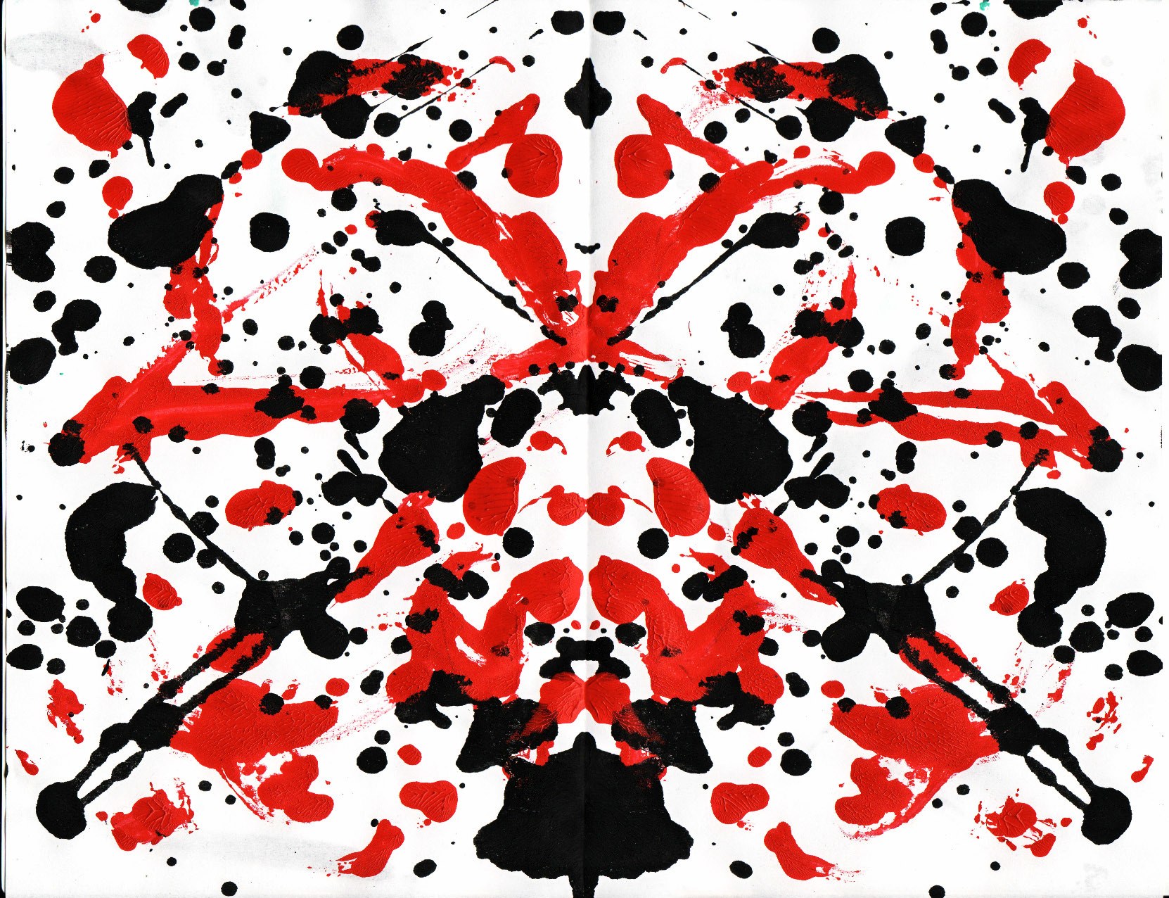 Red and black ink splatter art