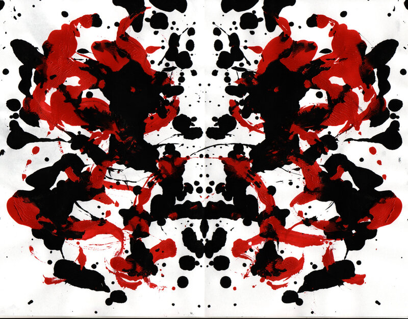 Red and black ink splatter art