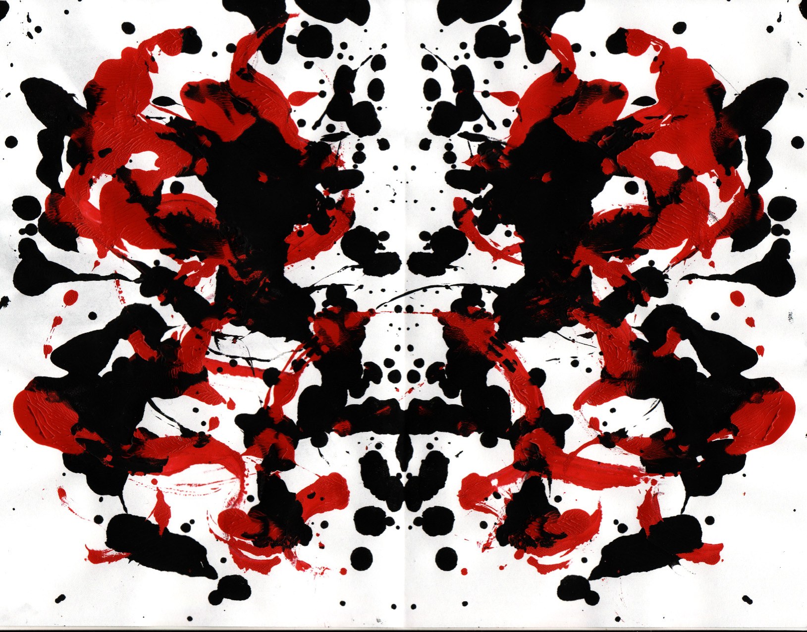 Red and black ink splatter art