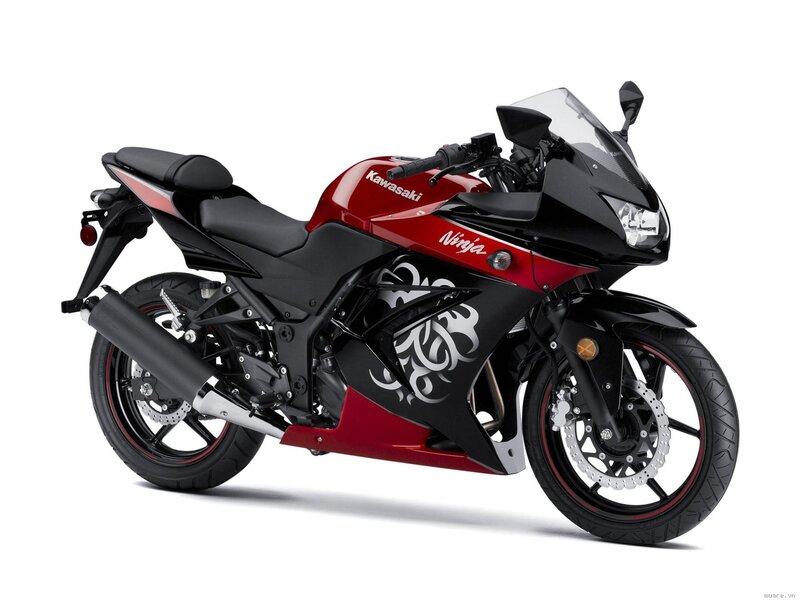 Red and black Kawasaki Ninja motorcycle