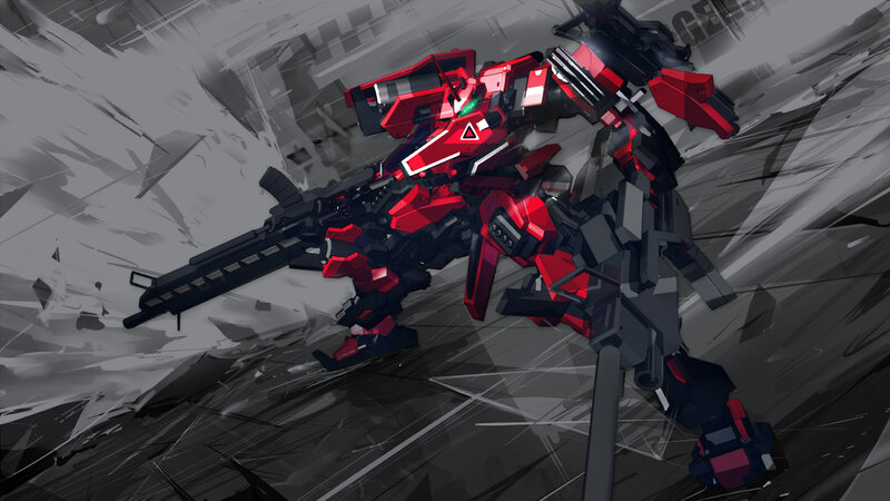 Red and Black Mech — Dramatic