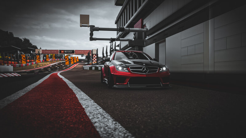 Red and Black Mercedes Car