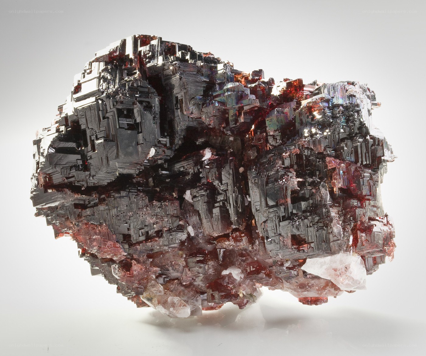 Red and black mineral specimen