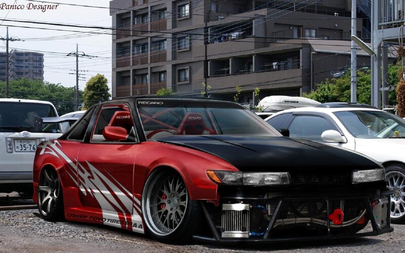 Red and Black Modified Car