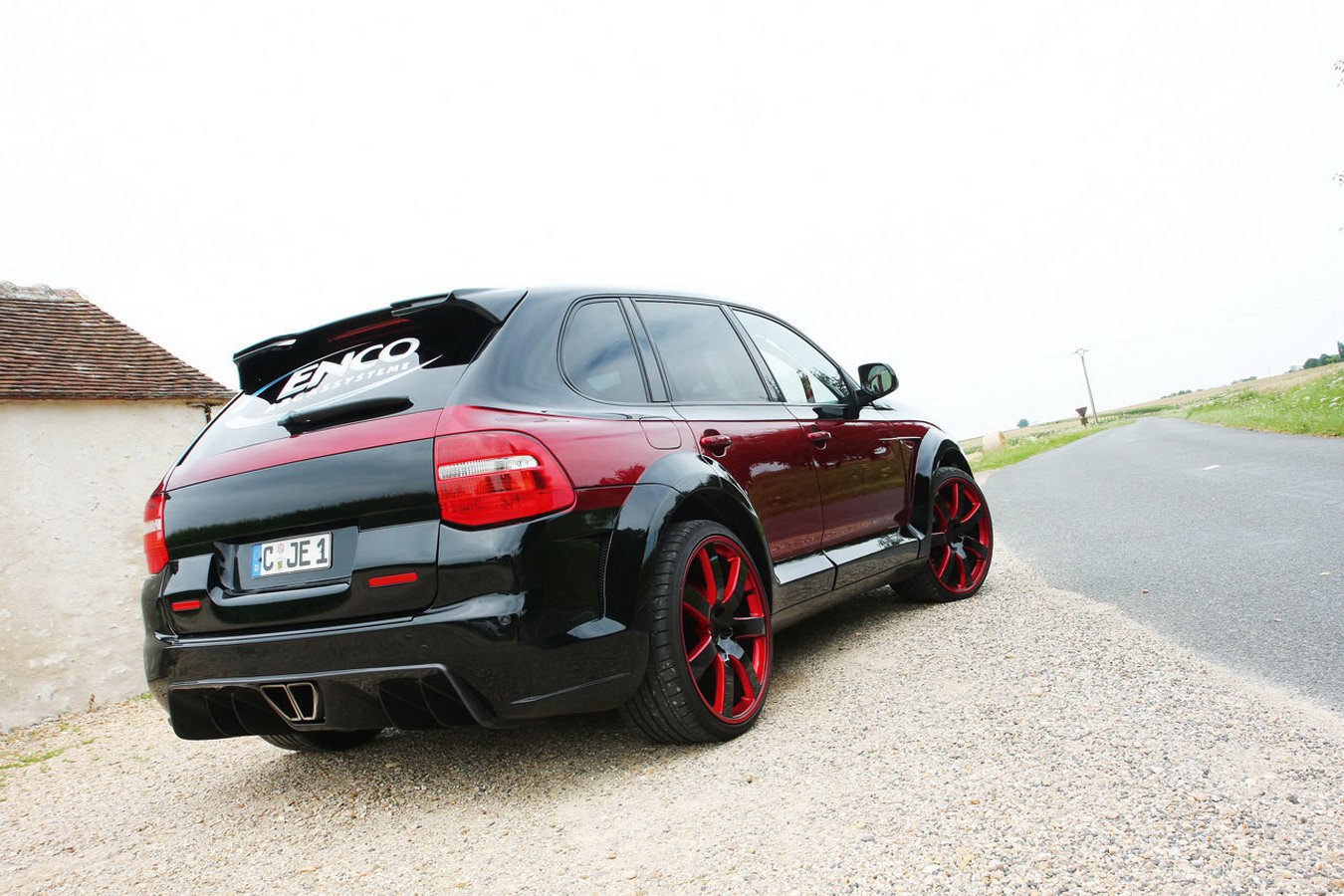 red and black modified SUV