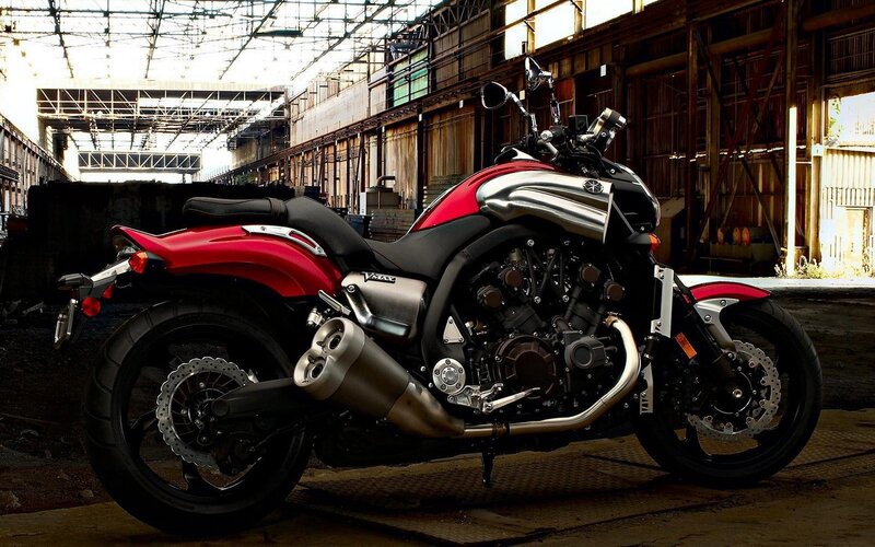 Red and Black Motorcycle — Dramatic, Photograph, Factory