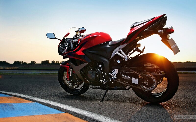 Red and Black Motorcycle — Dramatic, Sunset