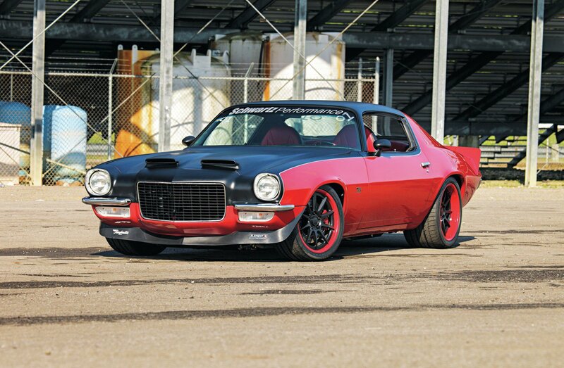 Red and Black Muscle Car — Dramatic, Afternoon, Photograph