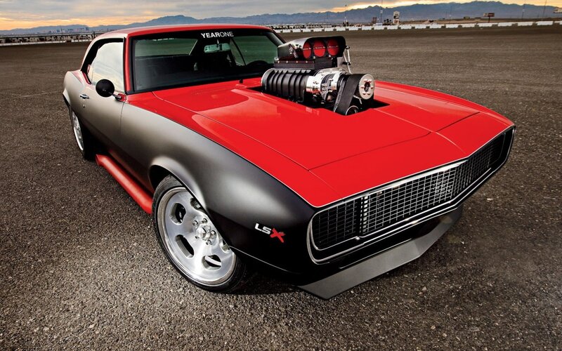 Red and Black Muscle Car — Dramatic, Sunset