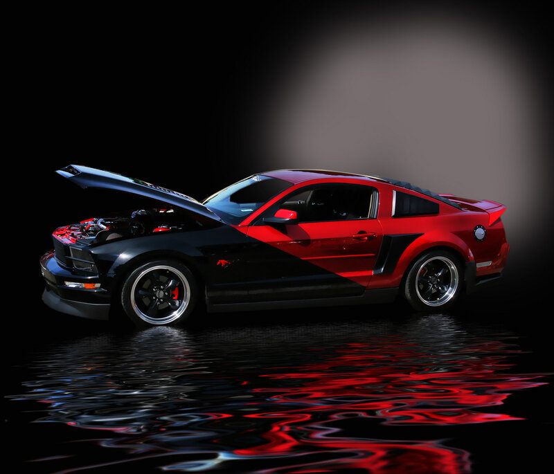 red and black mustang car