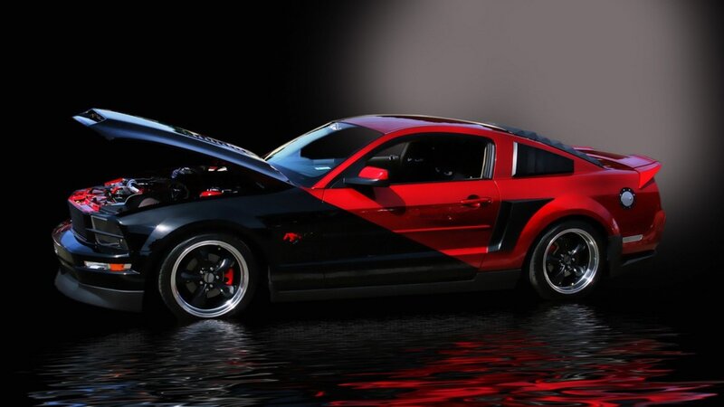Red and Black Mustang — Dramatic
