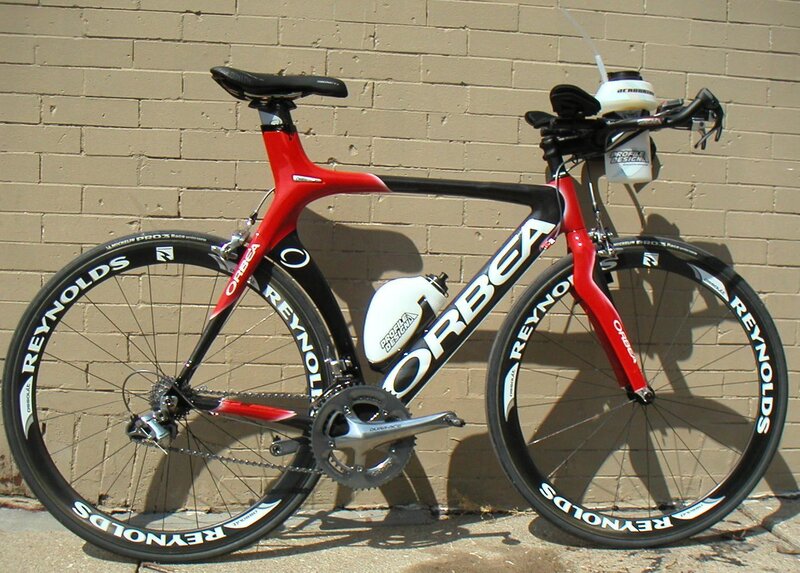 red and black Orbea time trial bike