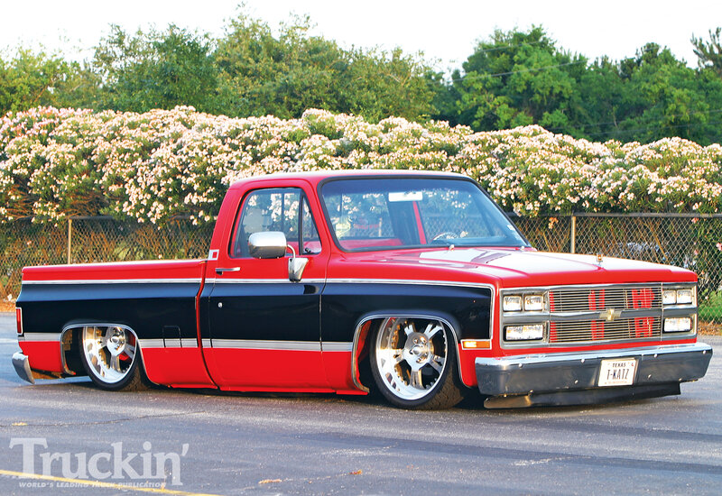 Red and Black Pickup Truck — Calm, Afternoon