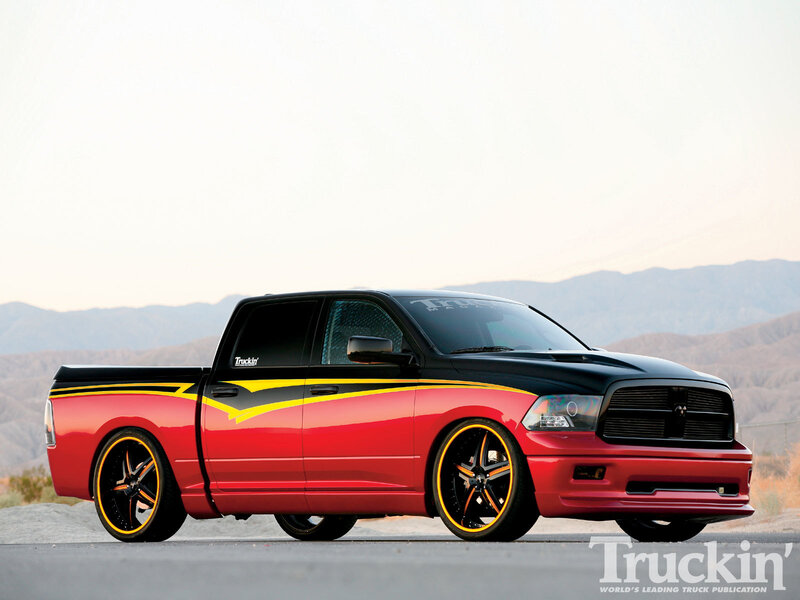Red and Black Pickup Truck — Dramatic