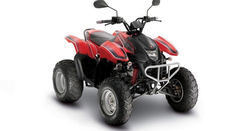 red and black quad bike