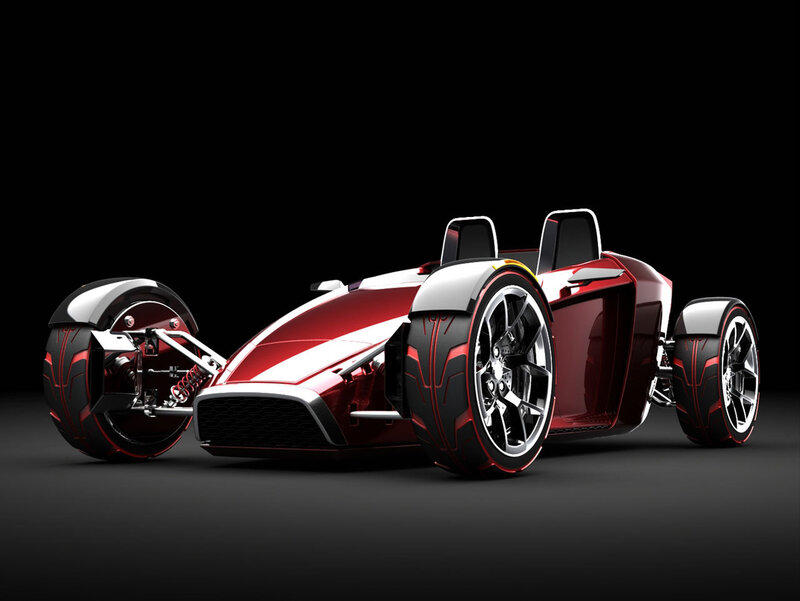 Red and Black Race Car — Dramatic, 3d Render