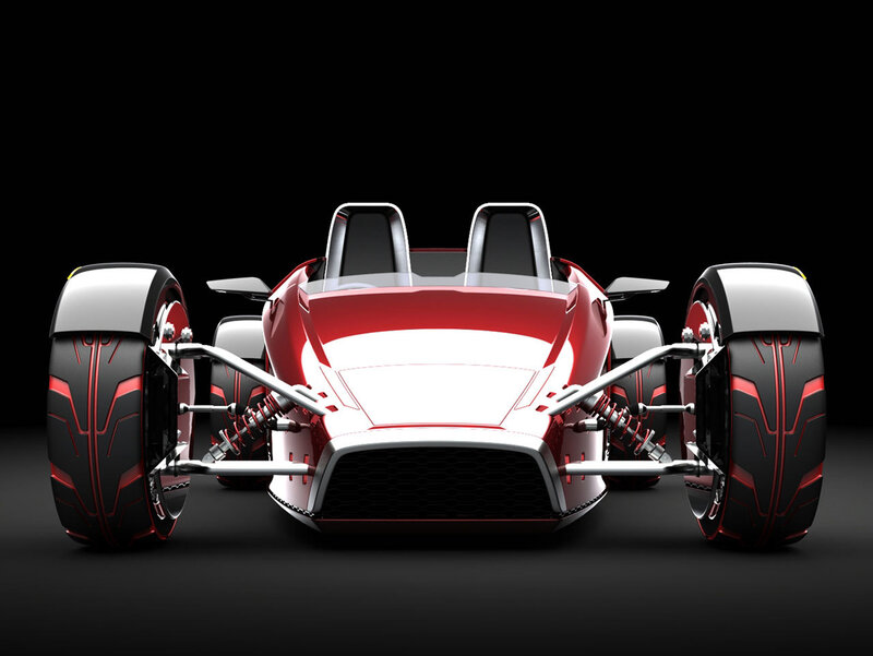 Red and Black Race Car — Dramatic, 3d Render, Wheels