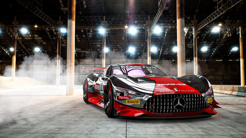 Red and Black Race Car — Dramatic, Digital Art