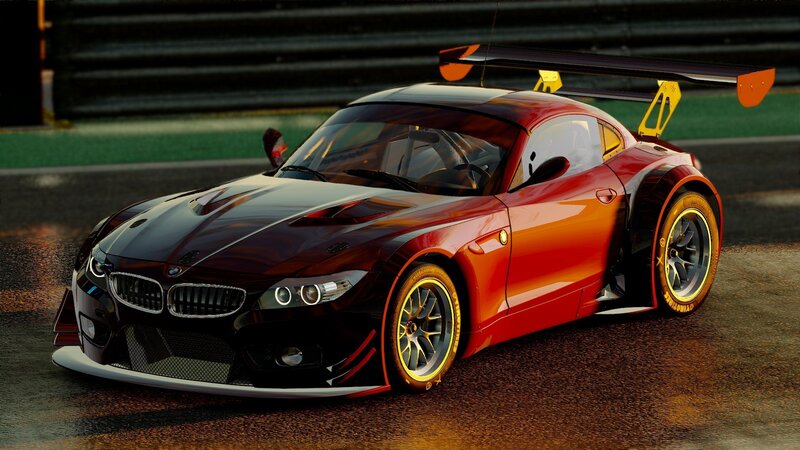 Red and Black Race Car — Dramatic, Sunset, 3d Render, Race Track