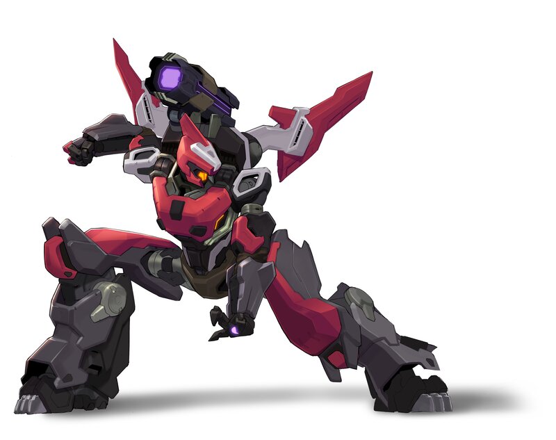 Red and Black Robot — Aggressive, Digital Art