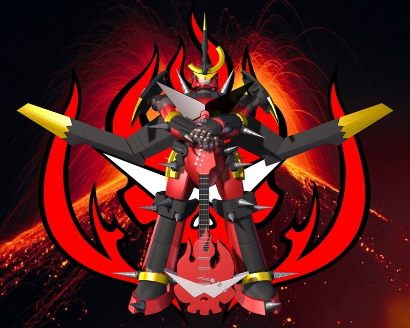 Red and Black Robot — Dramatic, 3d Render, Guitar