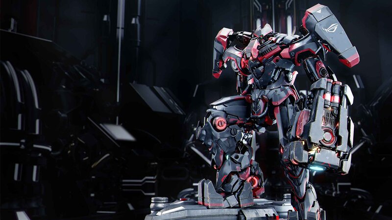 Red and Black Robot — Dramatic, 3d Render, Mech, Base