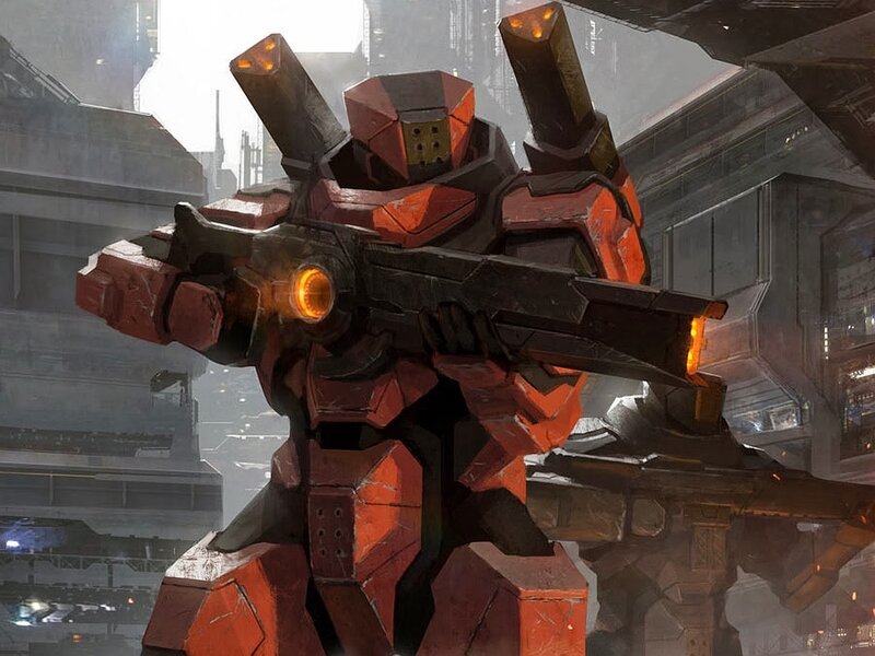 Red and Black Robot — Dramatic, Digital Art