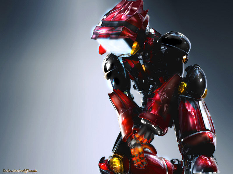 red and black robot warrior