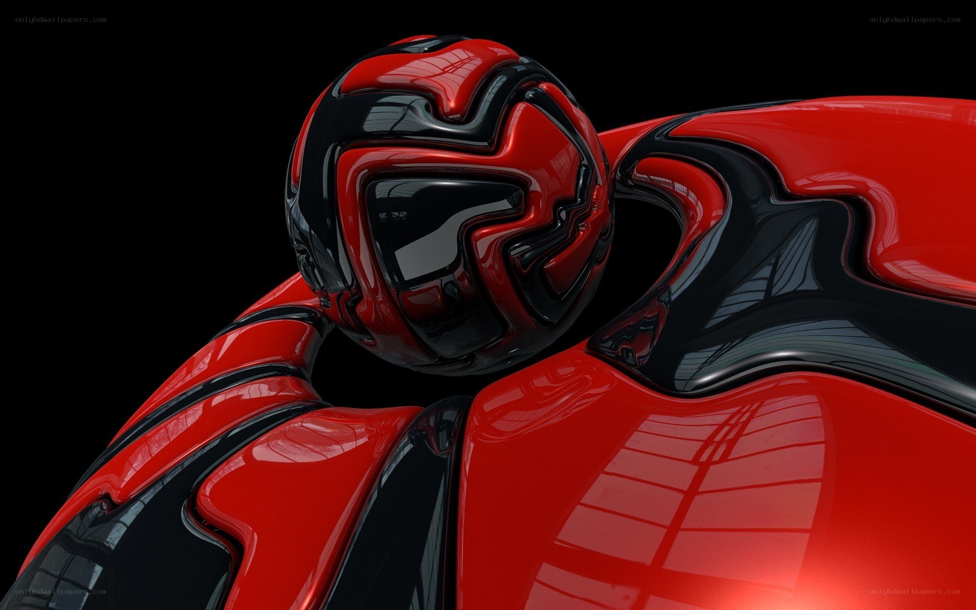 red and black robotic figure