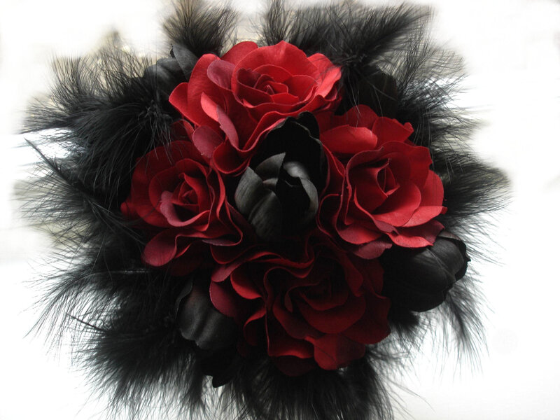 Red and Black Rose Bouquet