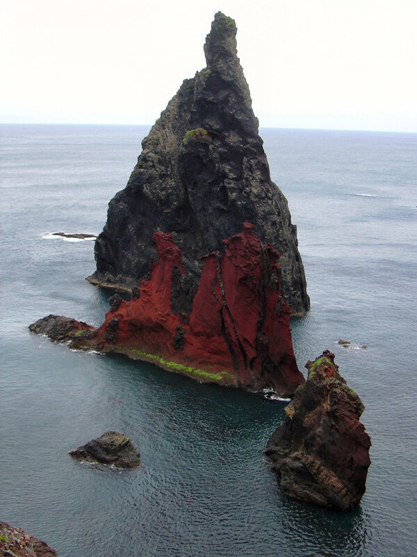 Red and black sea stack