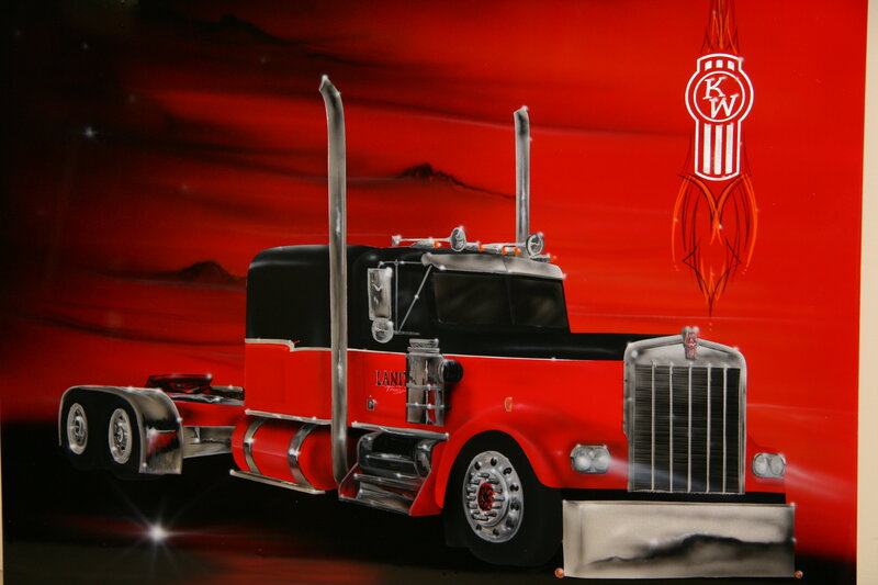 Red and Black Semi-truck — Dramatic, Illustration