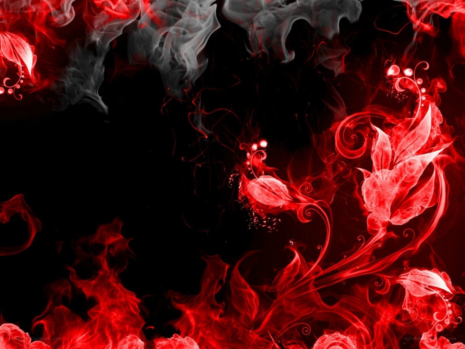 Red and black smoke art