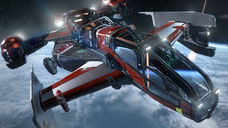 Red and Black Spaceship — Dramatic, 3d Render