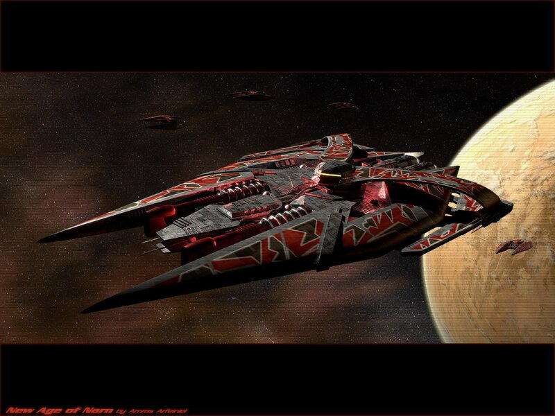 Red and Black Spaceship — Dramatic, Digital Art