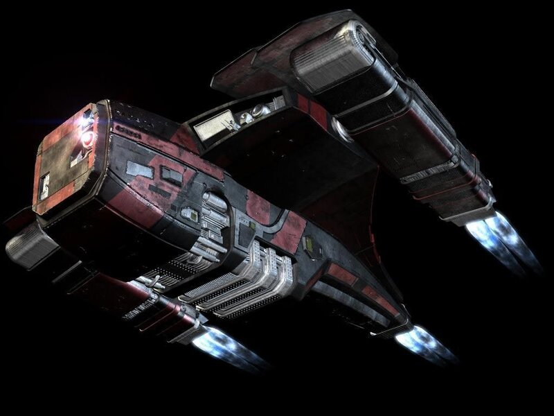 Red and Black Spaceship — Dramatic, Night, 3d Render