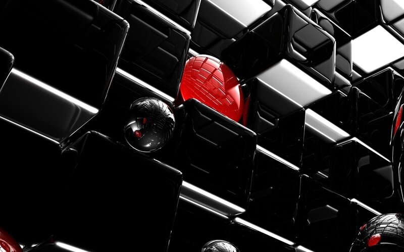 Red and Black Spheres — Dramatic