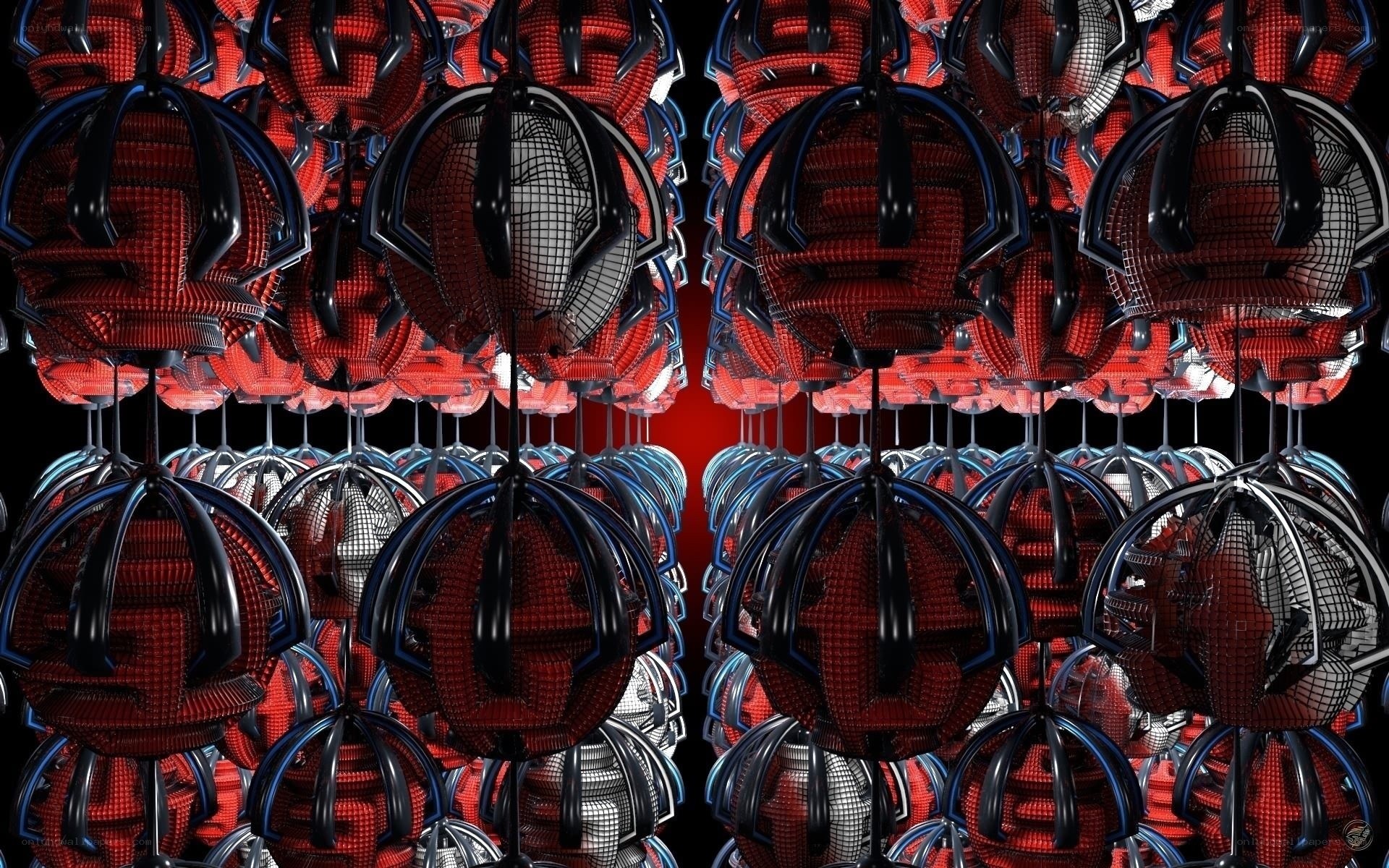 red and black spherical objects