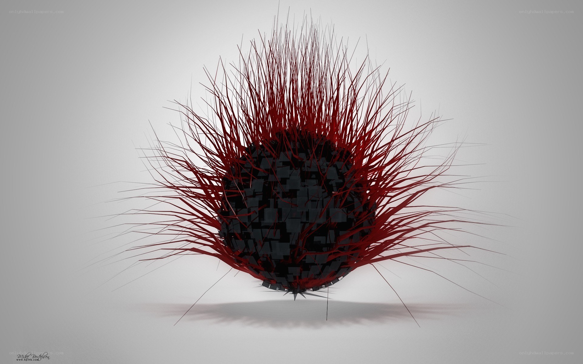 Red and black spiky sphere