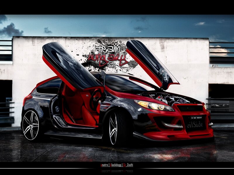 red and black sports car